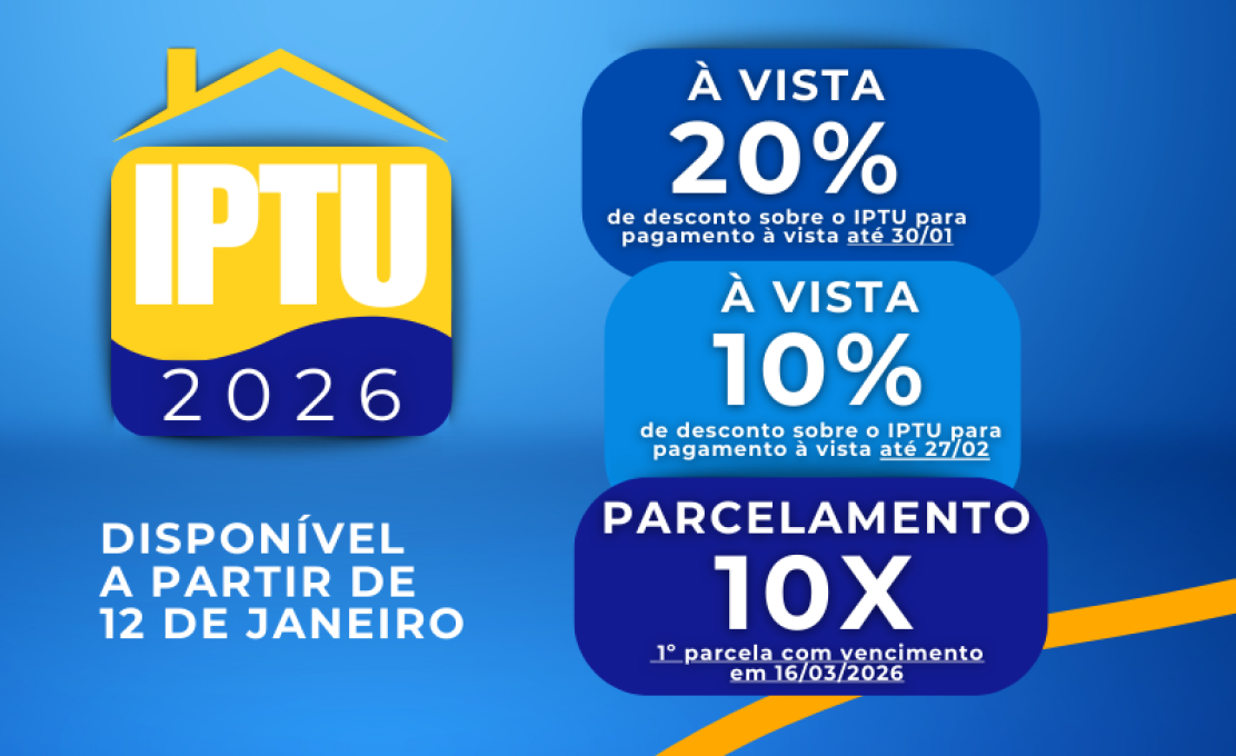 IPTU 2026 - DISPONÍVEL A PARTIR DE 12 DE JANEIRO