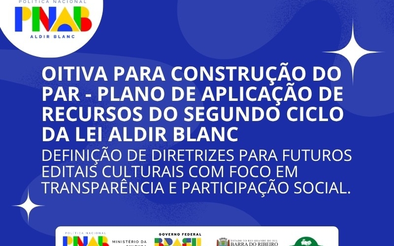Oitiva para construção do  PAR - Plano de Aplicação de Recursos do segundo ciclo da Lei Aldir Blanc