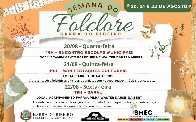 Semana do Folclore de Barra do Ribeiro - 20, 21 e 22 de agosto