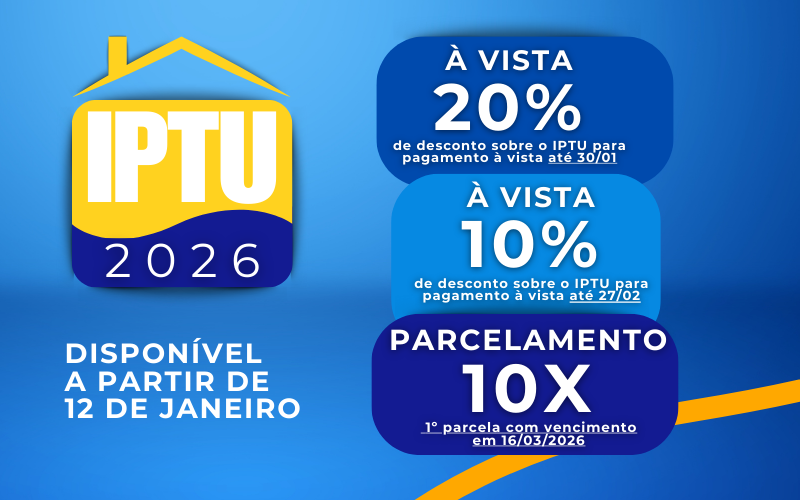 IPTU 2026 - DISPONÍVEL A PARTIR DE 12 DE JANEIRO