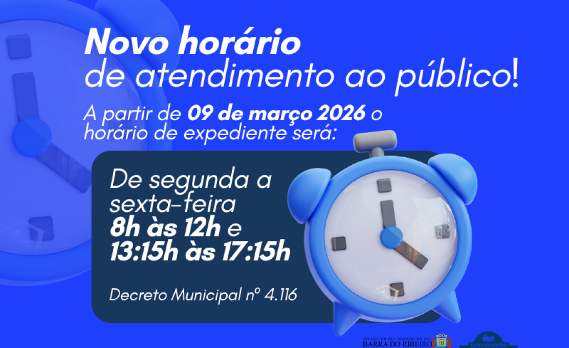 Atenção para o novo horário de atendimento!
