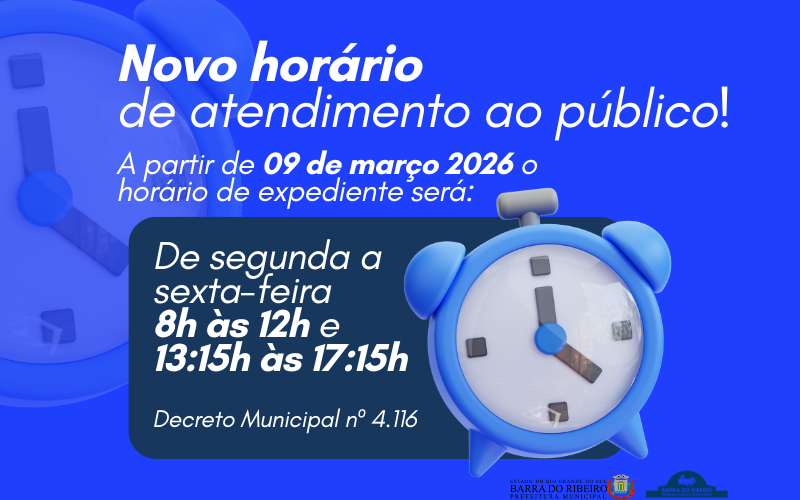 Atenção para o novo horário de atendimento!