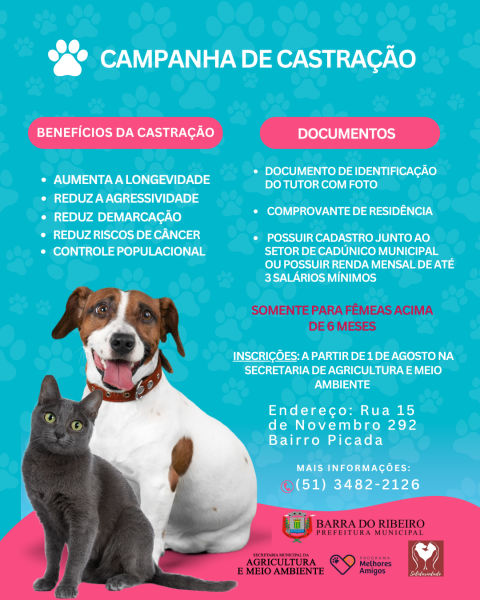 Prefeitura de Barra do Ribeiro Inicia Programa de Castração de Animais
